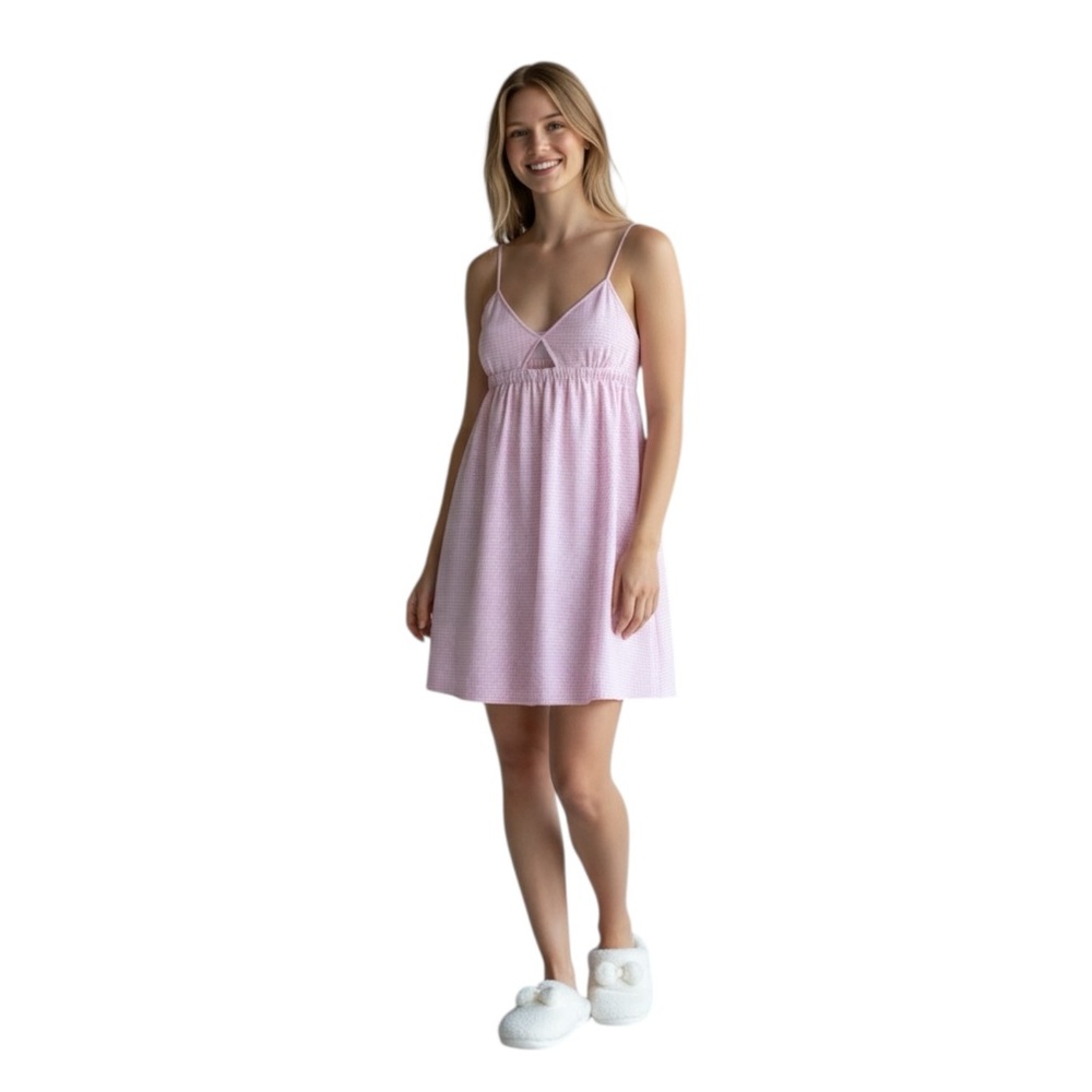 Hill House Aurora Sleep Dress Women’s Medium Pink Gingham‎ Organic Cotton